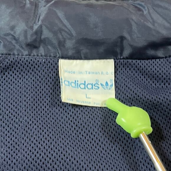 Adidas Trefoil Logo Windbreaker Jacket Vintage Roll Up Hood Blue excellent cond - Picture 8 of 8